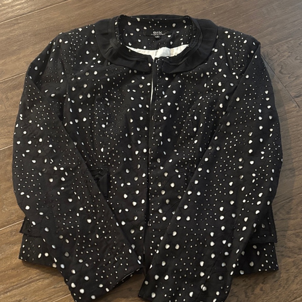 Chic Black and White Polka Dot Blazer
